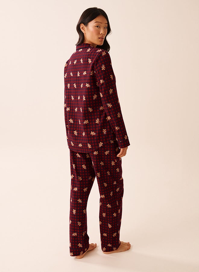 La Vie en Rose Red Floral Print Flannel PJ Set - Image 2