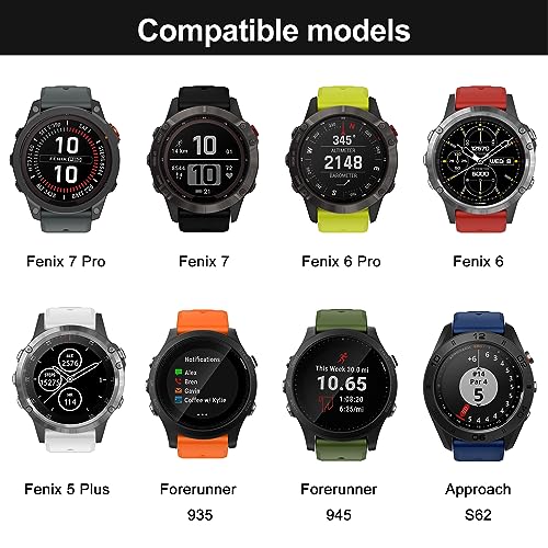 MYSNBKN Compatible with Fenix 7 Band,22mm Easy-fit Silicone Watch Strap Wristbands Replacement for Garmin Fenix 5/Fenix 5 Plus/Fenix 6/Fenix 6 Pro/Fenix 7 Pro/Forerunner 935/Forerunner945/Approach S60 - Image 4