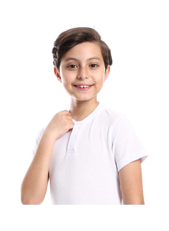 Andora تي شيرت هينلي نيك الأساسي ذو المظهر الكاجوال للأولاد _ أبيض - Image 4