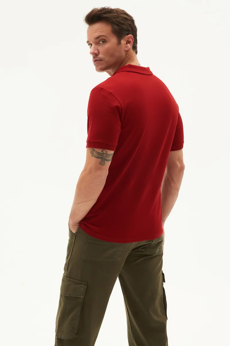 JUNE Men's Casual 100% Cotton Basic Polo Neck T-Shirt