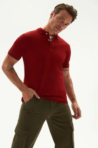 JUNE Men's Casual 100% Cotton Basic Polo Neck T-Shirt