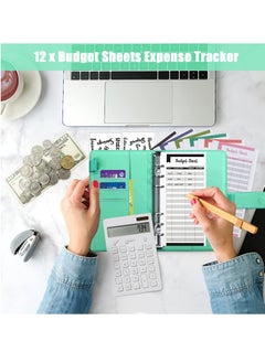 KASTWAVE Budget Binder with 8pcs Cash Envelopes for Budgeting, Crocodile Pattern A6 Binder with 2Pcs Label Stickers and 12Pcs Expense Trackers Money Organizer for Cash for Saving Binder(Green)  - Image 5
