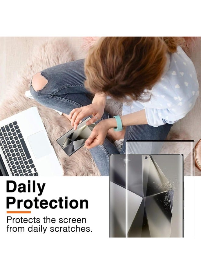 واقي شاشة زجاج لسامسونج جالكسي اس 22 الترا (Samsung Galaxy S22 Ultra), بتصميم منحني حماية فائقة من الحافة الى الحافة مع الوضوح الفائق والحماية ضد السقوط والخدوش، شفاف - Image 2