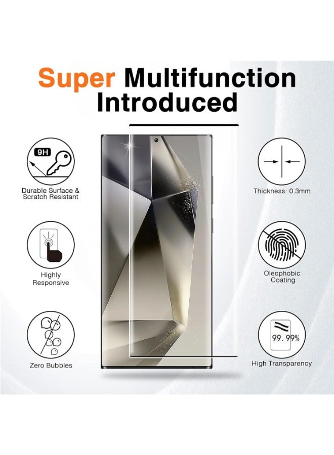 واقي شاشة زجاج لسامسونج جالكسي اس 22 الترا (Samsung Galaxy S22 Ultra), بتصميم منحني حماية فائقة من الحافة الى الحافة مع الوضوح الفائق والحماية ضد السقوط والخدوش، شفاف - Image 3