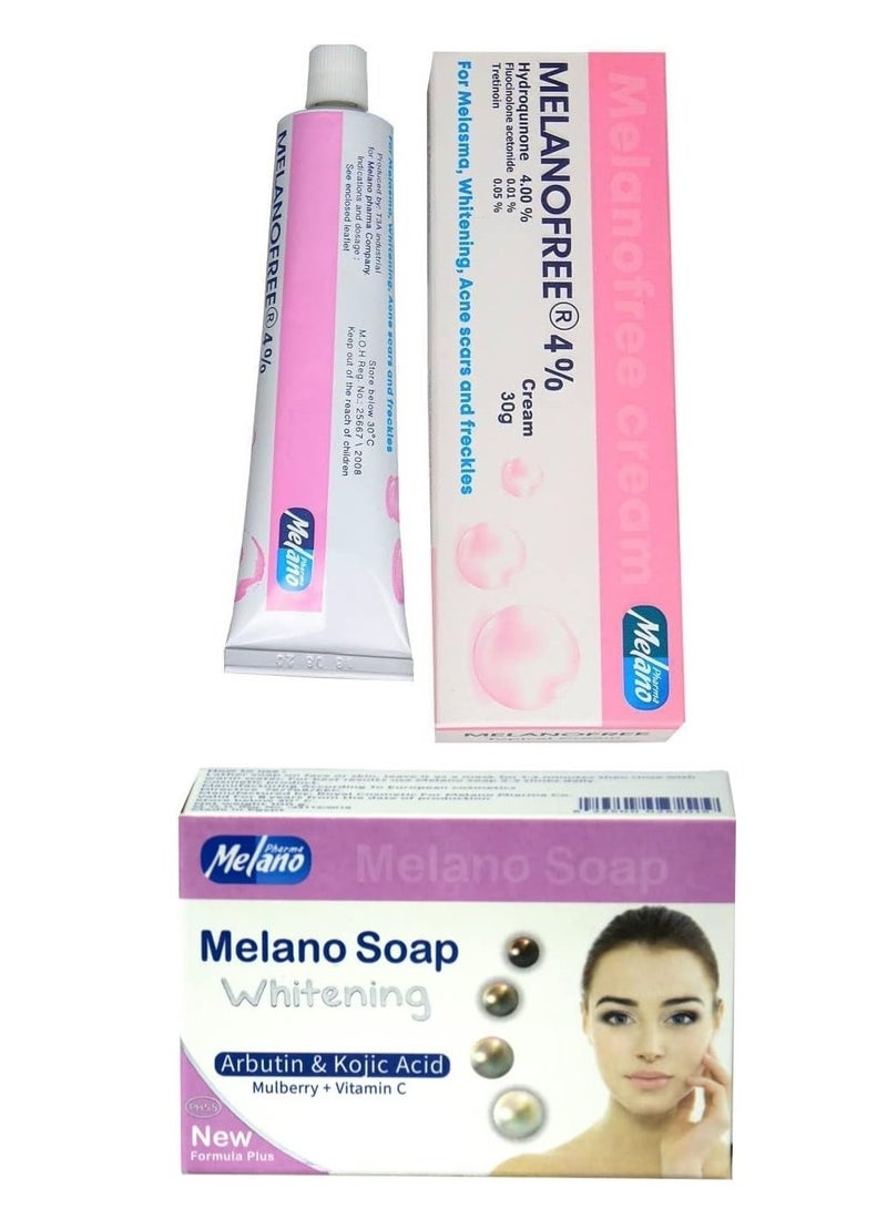 Melano Pharma Melanofree Cream 4% 30 g and Milano Soap Whitening Arbutin 100g