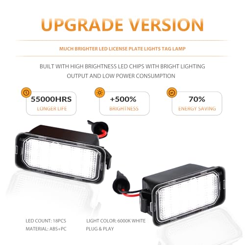DERMOKA LED License Plate Light For Ford C-Max Edge Transit Connect Ecosport Ranger, Jaguar XF XJ Tag Lamp Assembly, 6000K White 2PCS - Image 2