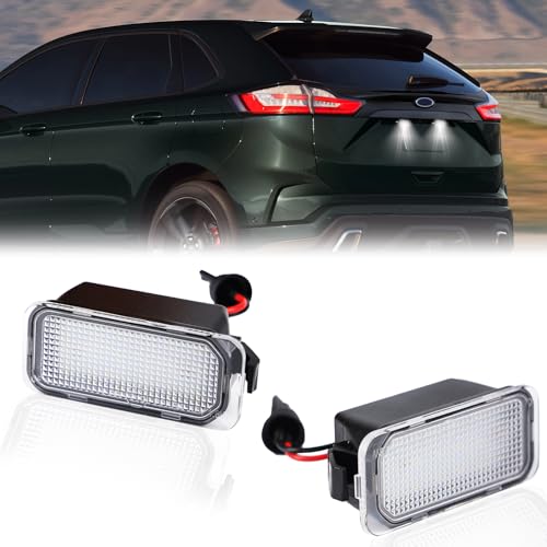 DERMOKA LED License Plate Light For Ford C-Max Edge Transit Connect Ecosport Ranger, Jaguar XF XJ Tag Lamp Assembly, 6000K White 2PCS - Image 1