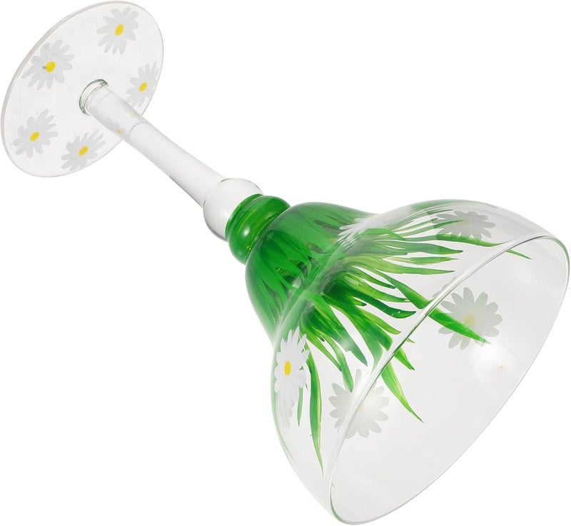 Hand-painted Daisy Margarita Wine Glasses, Delicate Crystal Cocktail Glasses with Stem, Wear-resistant Multi-hue Celebration Drinkware for Home and Travel - Image 1