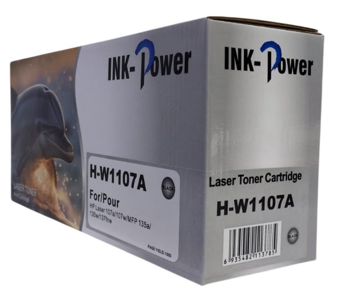 اينك باور خرطوشة حبر متوافقة W1107A 107A لطابعات HP LaserJet 107a MFP 135a 135w 137fnw 107w 107 w1107 1107a، بديلة عالية الجودة للمستلزمات المكتبية - Image 2