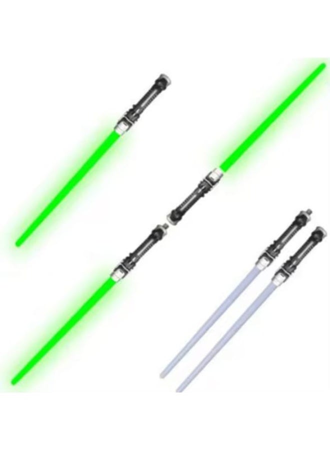 Glow stick 2 in 1  Green Light-Up Plastic  for Kids, Assemblable, 67cm, 2 Pieces, with LED Light (2)  - Image 1