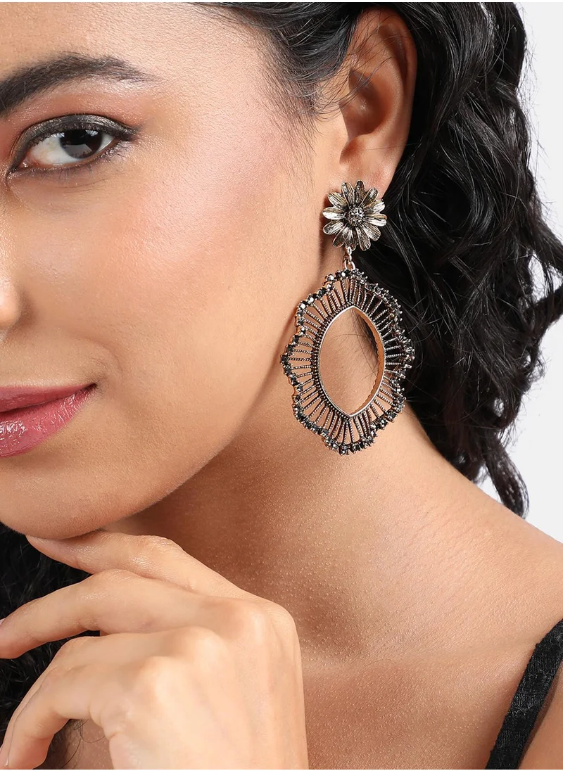 SOHI Daisy Eye Swirl Drop Earrings - Gold-Colour