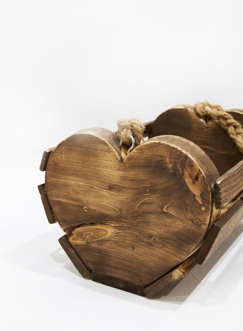 Heart-Shaped Wooden Basket – Natural Wood Decorative Storage Basket