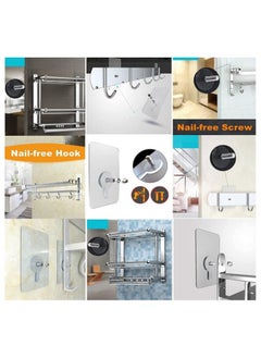 Generic 20 Pcs Adhesive Wall Hooks, Transparent No-Drill Hooks for Bathroom, Shower, Kitchen, Stainless Steel, Water-Resistant Sticky Wall Hooks for Hanging with 5.0 Kg Load Capacity, Double-Sided Adhesive Alternative to Nails, Ideal for Frames, Pictures, Living Room, Bedroom  - Image 5