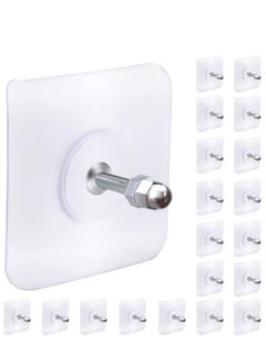 Generic 20 Pcs Adhesive Wall Hooks, Transparent No-Drill Hooks for Bathroom, Shower, Kitchen, Stainless Steel, Water-Resistant Sticky Wall Hooks for Hanging with 5.0 Kg Load Capacity, Double-Sided Adhesive Alternative to Nails, Ideal for Frames, Pictures, Living Room, Bedroom  - Image 1
