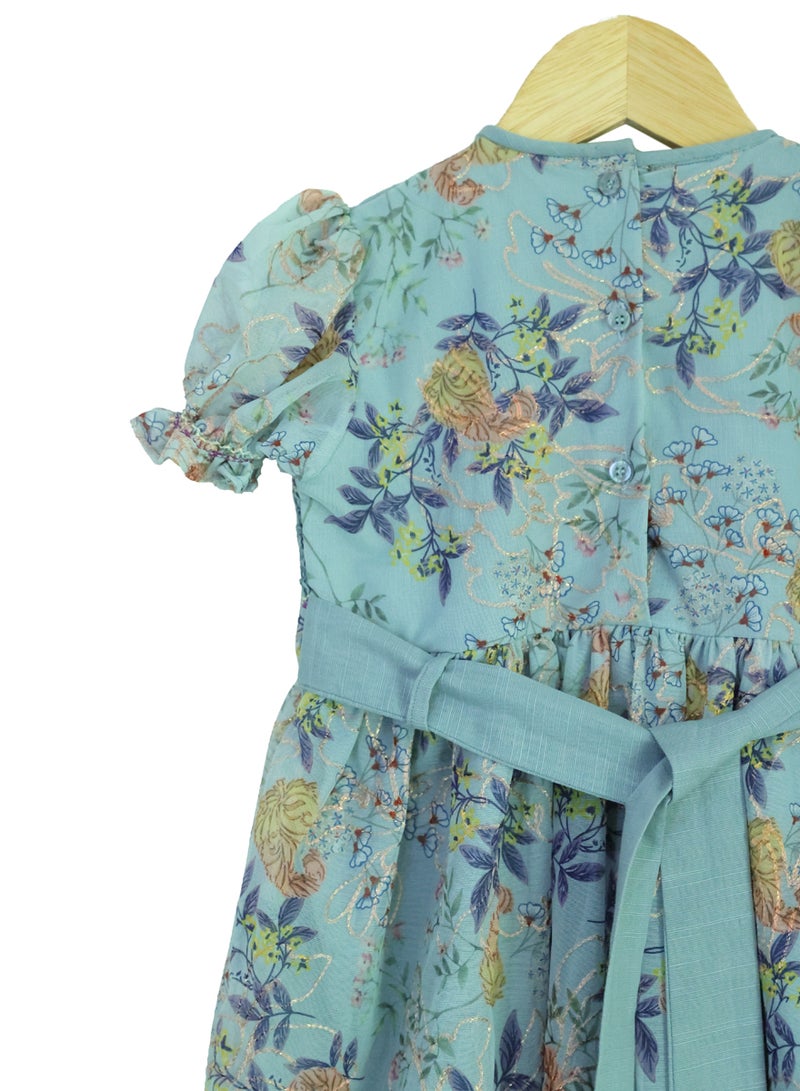 كيدابهو فستان أطفال سموكيد للبنات - أحلام الأزهار الزرقاء - Image 3