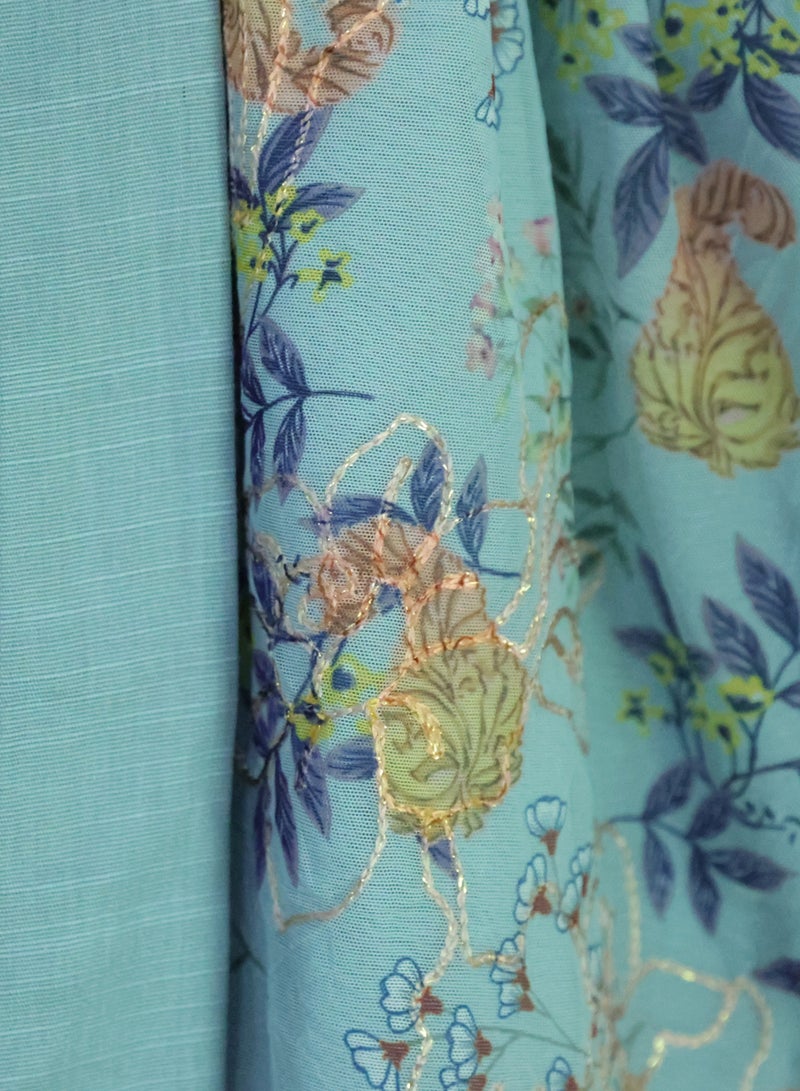 كيدابهو فستان أطفال سموكيد للبنات - أحلام الأزهار الزرقاء - Image 5