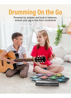 Generic 9 Pads Electronic Drum Set 19×13 Inch Roll-Up Drum Portable Drum Pad Kit With MIDI Education Function Built-in Speaker, Supports headphone Or Bluetooth Great Holiday Birthday Gift for Kids Colorful  - Image 3