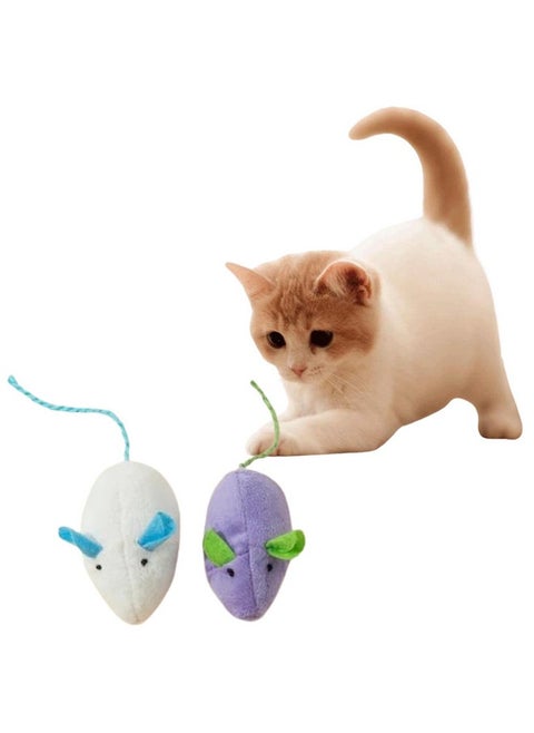 2 Pcs Plush Mouse Cats Rattling Mice Amusement Toys Catnip Mice Toys Cat Mice Toys Kitten Stuffed Animal Toy Cat Catching Toy Mouse - Color May Vary