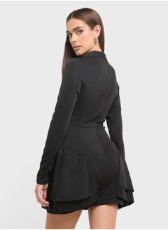 Ginger Mock Neck Bubble Hem Dress  - Image 2