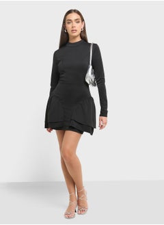 Ginger Mock Neck Bubble Hem Dress  - Image 4