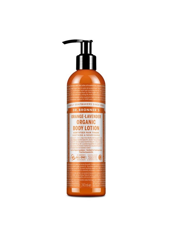 Dr. Bronner's 3In1 Orange & Lavender Organic Hand And Body Lotion Made With Organic Oils Used For Hands Face And Body Certified Fair Trade & Vegan Friendly 236Ml Recycled Bottle - Image 1