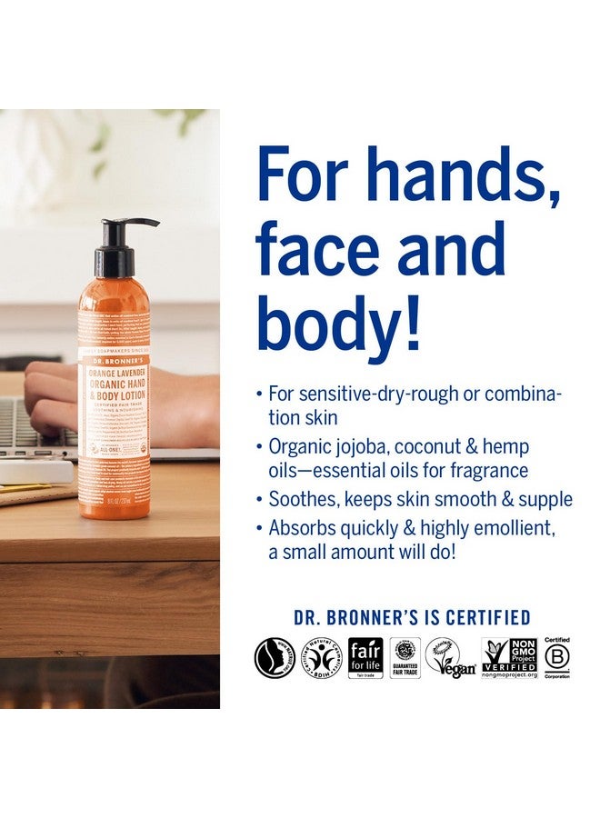 Dr. Bronner's 3In1 Orange & Lavender Organic Hand And Body Lotion Made With Organic Oils Used For Hands Face And Body Certified Fair Trade & Vegan Friendly 236Ml Recycled Bottle - Image 4