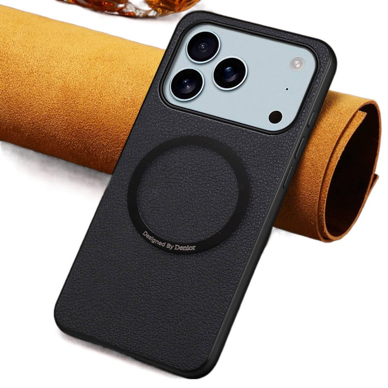 iPhone 15 Pro Max Case TPU for iPhone 15 15 Plus 15 Pro 15 Pro Max with Leather Texture and Card Holder and Anti Fingerprint in Black - Image 1