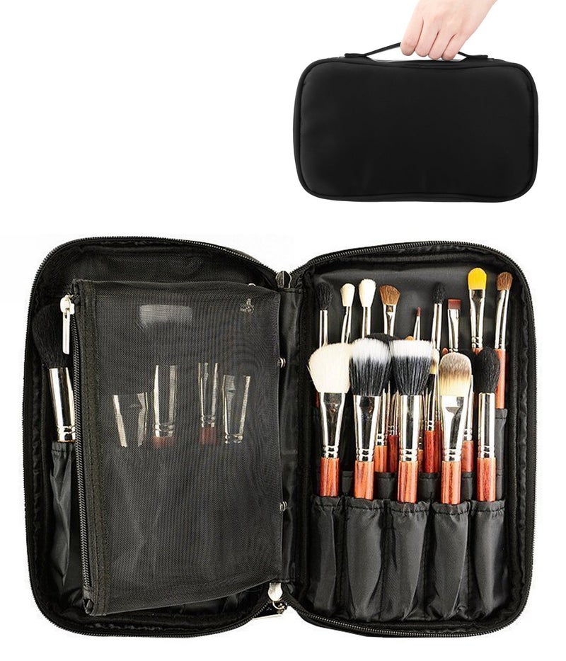ONEGenug ONEGenug Makeup Brushes Organizer Bag Cosmetic Tools Handbag Beauty Case with Belt Strap Holder - Image 1