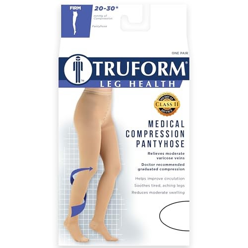Truform جوارب ضغط Truform 20-30 مم زئبقي، جوارب دعم نسائية، بيج، طويل - Image 5