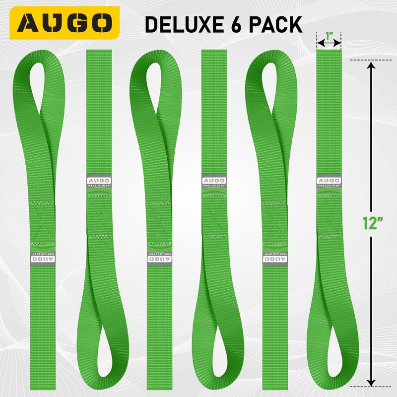 AUGO Soft Loop Tie Down Straps - 1,500 Load Capacity & 4,500 Lbs Breaking Strength - 6 Pack - Loops for Securing ATV, UTV, Motorcycles, Scooters, Dirt Bikes, Lawn & Garden Equipment - by AUGO - Image 4