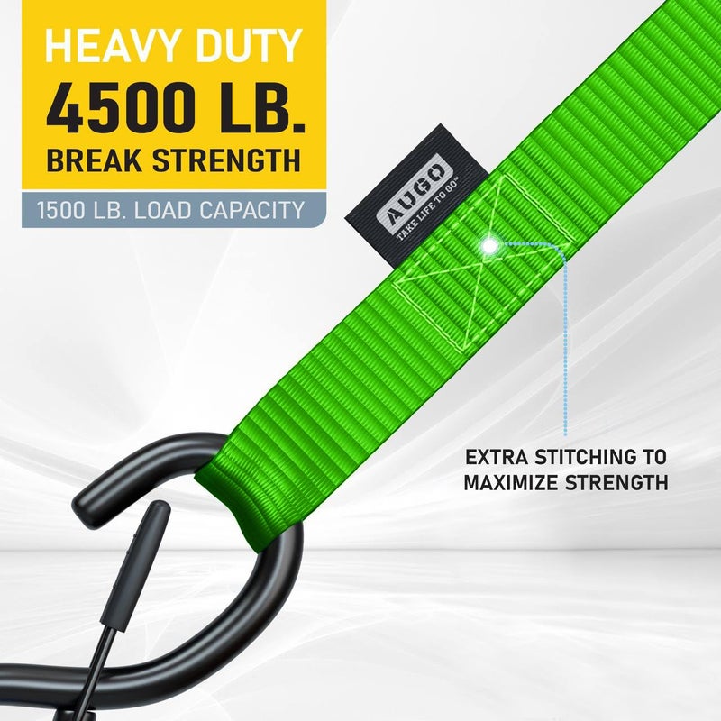 AUGO Soft Loop Tie Down Straps - 1,500 Load Capacity & 4,500 Lbs Breaking Strength - 6 Pack - Loops for Securing ATV, UTV, Motorcycles, Scooters, Dirt Bikes, Lawn & Garden Equipment - by AUGO - Image 3