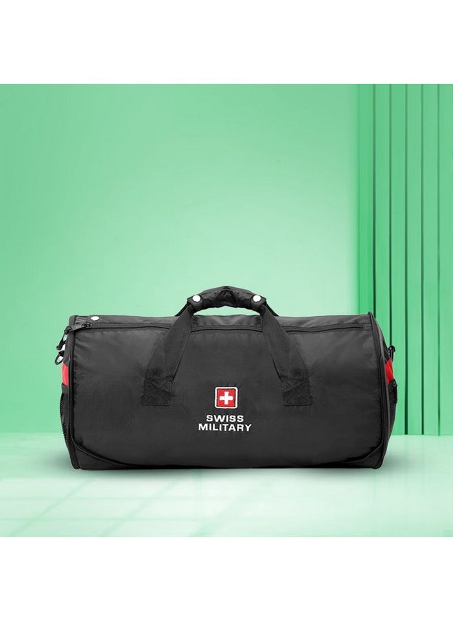 SWISS MILITARY - Swiss Military Duffle Bag for Gym, Duffle Bags for Travel, Men, Women| Spacious Gym Bag, Adj. Shoulder Strap & Comfortable Handle, Premium Polyester, Durable Zippers, Multi-Purpose, 27L, Black - Image 1