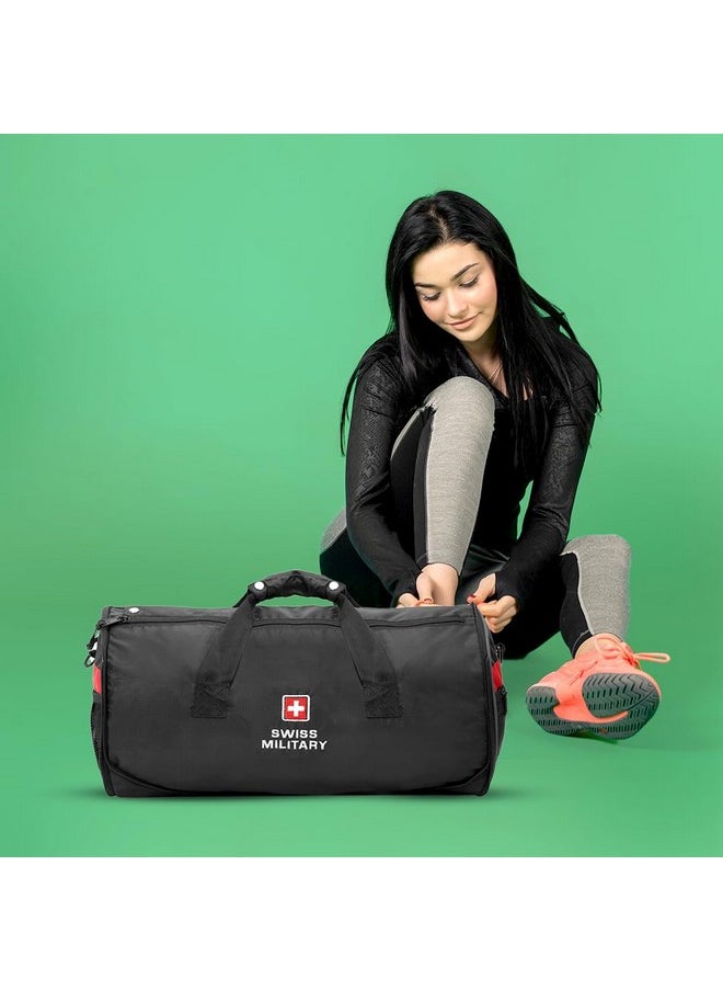 SWISS MILITARY - Swiss Military Duffle Bag for Gym, Duffle Bags for Travel, Men, Women| Spacious Gym Bag, Adj. Shoulder Strap & Comfortable Handle, Premium Polyester, Durable Zippers, Multi-Purpose, 27L, Black - Image 1