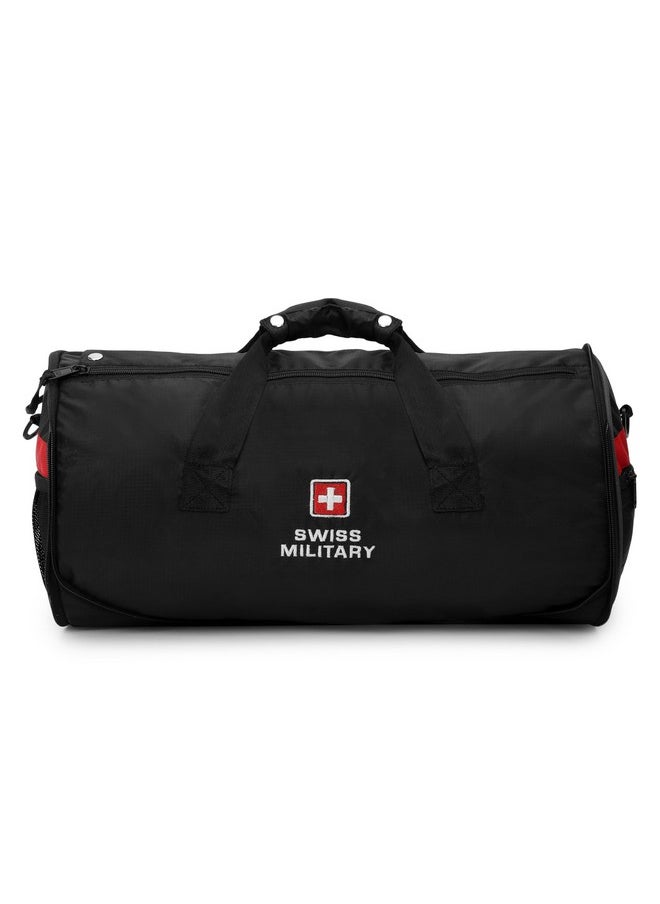 SWISS MILITARY - Swiss Military Duffle Bag for Gym, Duffle Bags for Travel, Men, Women| Spacious Gym Bag, Adj. Shoulder Strap & Comfortable Handle, Premium Polyester, Durable Zippers, Multi-Purpose, 27L, Black - Image 1