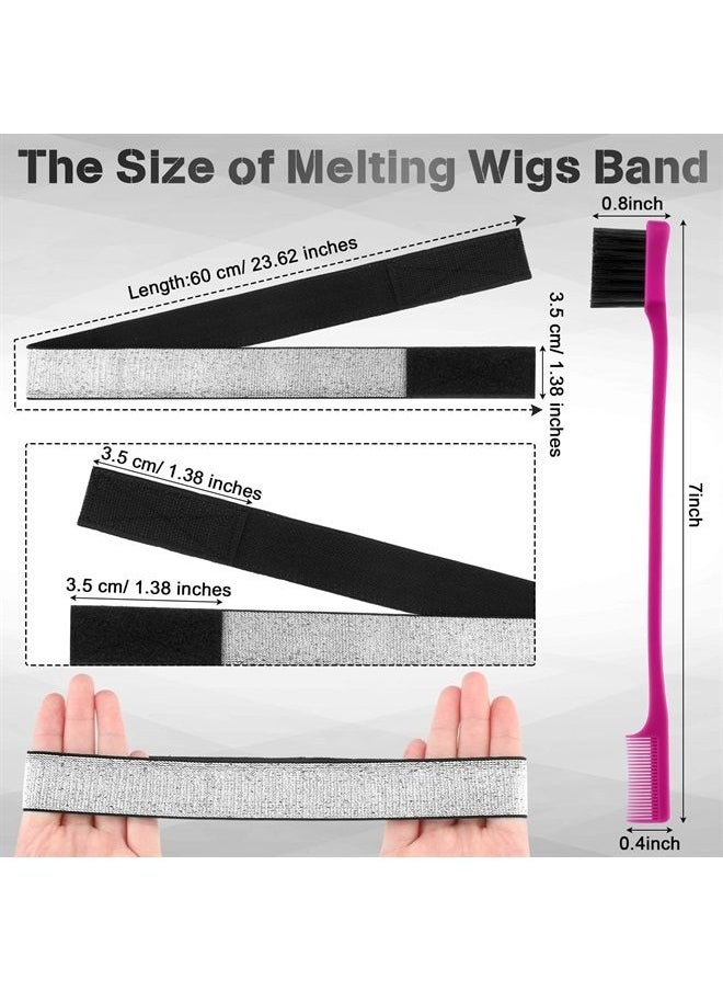 9 Pcs Wig Kit for Lace Front for Beginners Elastic Band for Wigs Non Slip Edge Laying Scarf with Eyebrow Trimmer Edge Brushes Mini Scissors for Hair Closure Frontal Wigs Styling Tools Set