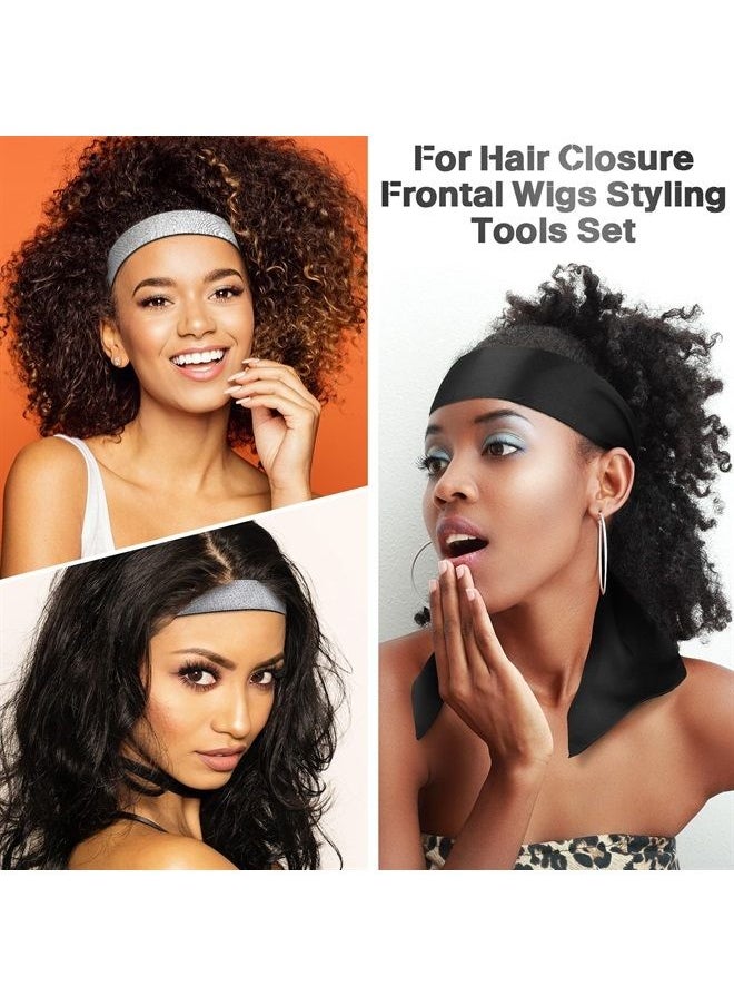 9 Pcs Wig Kit for Lace Front for Beginners Elastic Band for Wigs Non Slip Edge Laying Scarf with Eyebrow Trimmer Edge Brushes Mini Scissors for Hair Closure Frontal Wigs Styling Tools Set