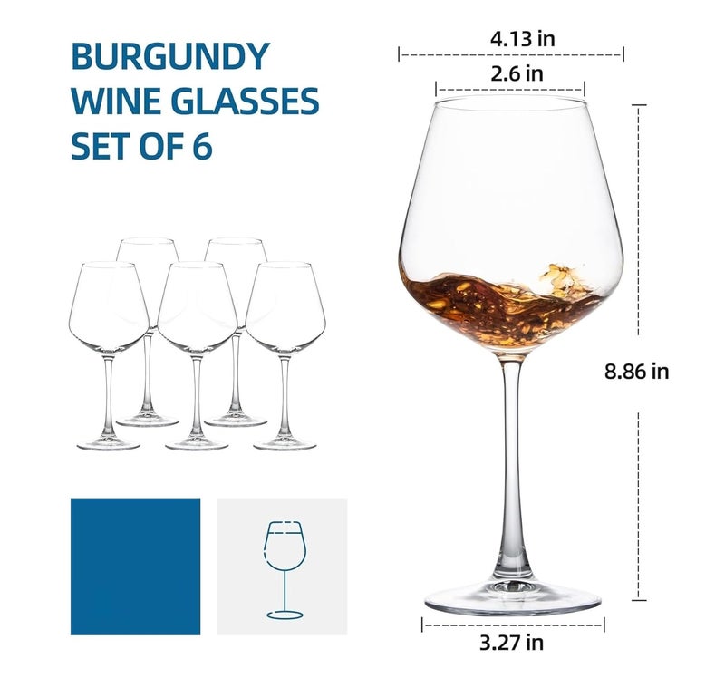 VILON Red Wine Glasses Set of 6 510ml LeadFree ShatterResistant Clear Glass Perfect for Parties Weddings Housewarming Gifts Anniversaries - Image 3
