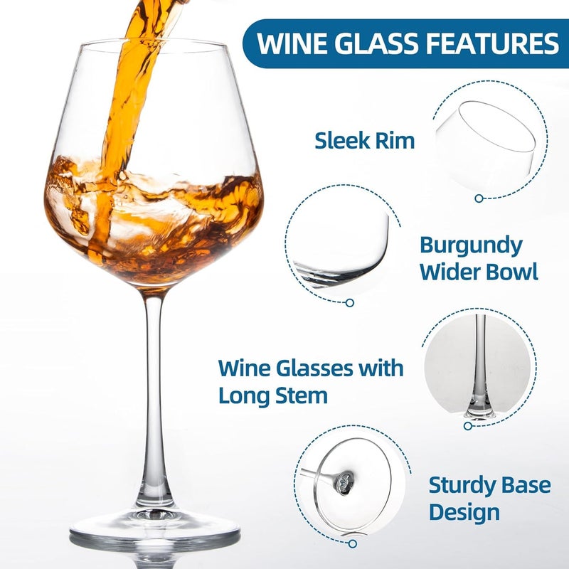 VILON Red Wine Glasses Set of 6 510ml LeadFree ShatterResistant Clear Glass Perfect for Parties Weddings Housewarming Gifts Anniversaries - Image 4