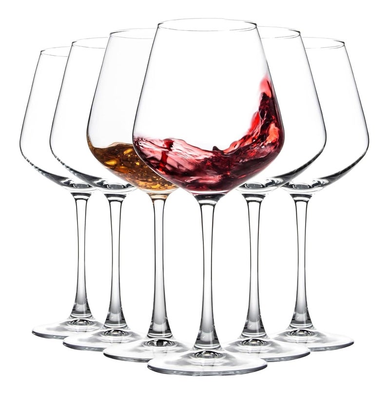 VILON Red Wine Glasses Set of 6 510ml LeadFree ShatterResistant Clear Glass Perfect for Parties Weddings Housewarming Gifts Anniversaries - Image 1