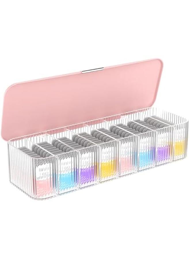 عربست موكو حافظات تخزين العدسات اللاصقة لمستحضرات التجميل مع مساحة تخزين، علبة متينة وبسيطة للاستعمال مرة واحدة للعدسات اللاصقة اليومية لجميع العلامات التجارية، شفافة + بينك - Image 1