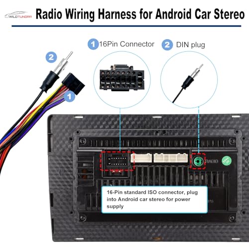 WildTundra 16Pin ISO Aftermarket Radio Harness Adapter for Honda 1998-20011 Acura 1999-2008 Suzuki 2002-2013, 16Pin Android Car Stereo Wiring Harness with SWC Reverse Antenna Cable for Accord Odyssey MDX RDX - Image 3