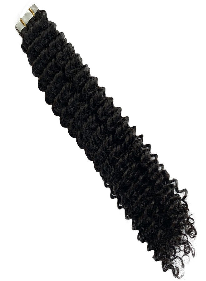 Licoville Kinky Curly Tape in Hair Extensions Human Hair 22 Inch, Natural Black Kinky Hair Tape in Extensions Seamless Kinky Curly Tape ins Real Human Hair Extensions for Black Women 50g 20pcs - Image 1