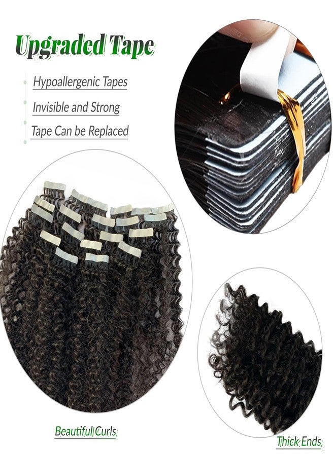 Licoville Kinky Curly Tape in Hair Extensions Human Hair 22 Inch, Natural Black Kinky Hair Tape in Extensions Seamless Kinky Curly Tape ins Real Human Hair Extensions for Black Women 50g 20pcs - Image 2