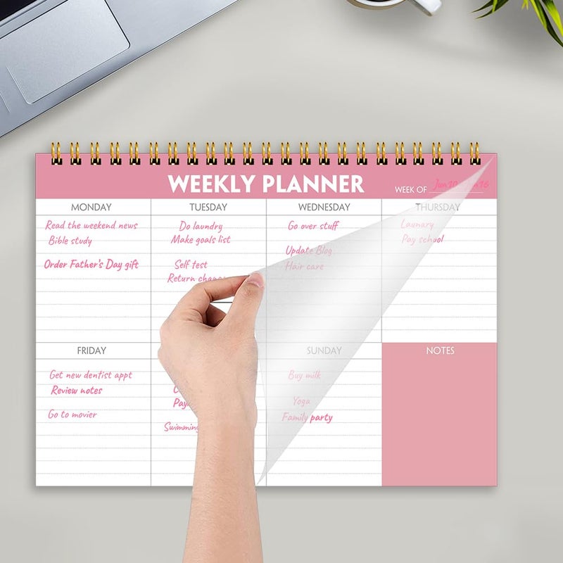 Getvow Weekly Planner Notepad - 7" x 10" Weekly Pad Organizers Habit Tracker Journal for Man & Women, 52 Sheets, 100gsm Paper, Undated Weekly To Do List Notepad with Your Life, Pink - Image 4