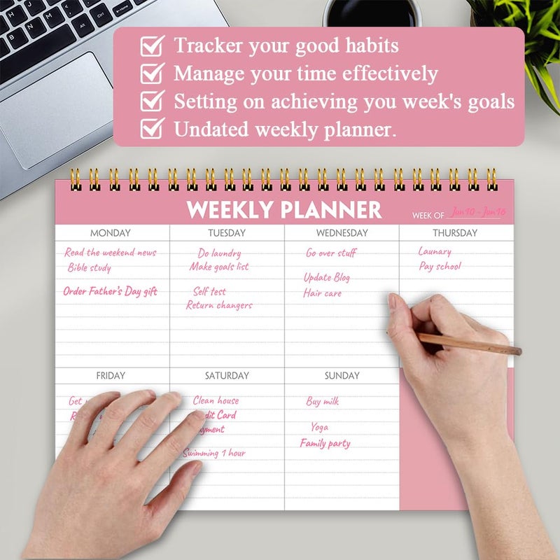 Getvow Weekly Planner Notepad - 7" x 10" Weekly Pad Organizers Habit Tracker Journal for Man & Women, 52 Sheets, 100gsm Paper, Undated Weekly To Do List Notepad with Your Life, Pink - Image 3
