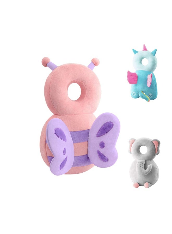 JunNeng Baby Head Protector Backpack, Toddler Walking Fall Head Protection, Pink Butterfly - Image 1