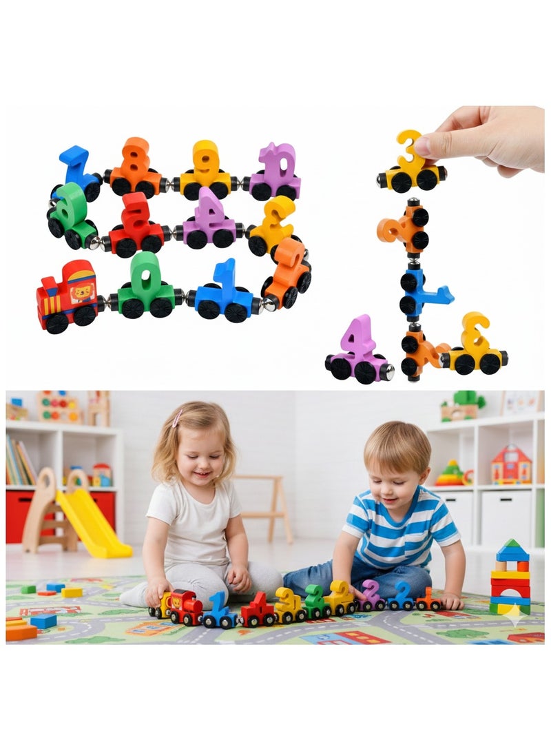 1 set Colorful Magnetic 0-10 Number Train -  Montessori Learning Toy, Wooden Educational Toy for, Enhances Hand-Eye Coordination & Cognitive Skills, Fun Family Activity | Learning While Playing, Educational Toys And Game, Perfect for Parties & Holiday Gifts - Image 1