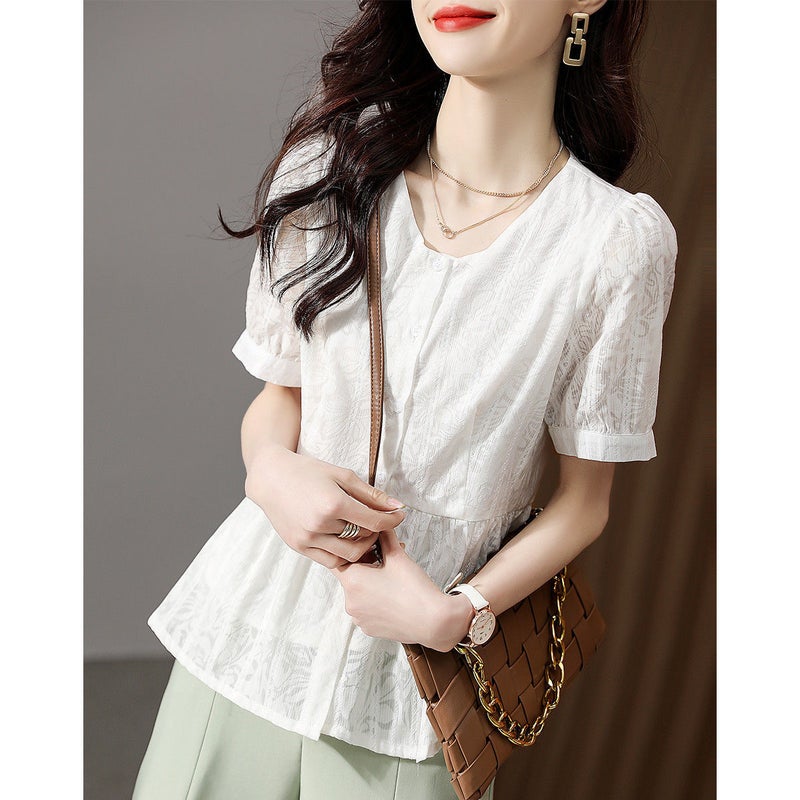 Elegant Doll Shirt Elegant Commuting Style Exquisite And Intellectual 2024 Summer Commuting Fashion Casual Loose Korean Style Shirt - Image 3