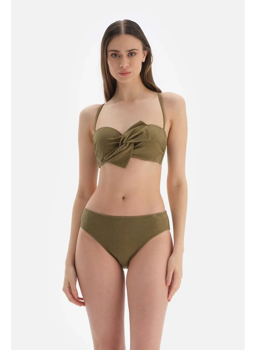 داجي Green Strapless Covered Bikini Top