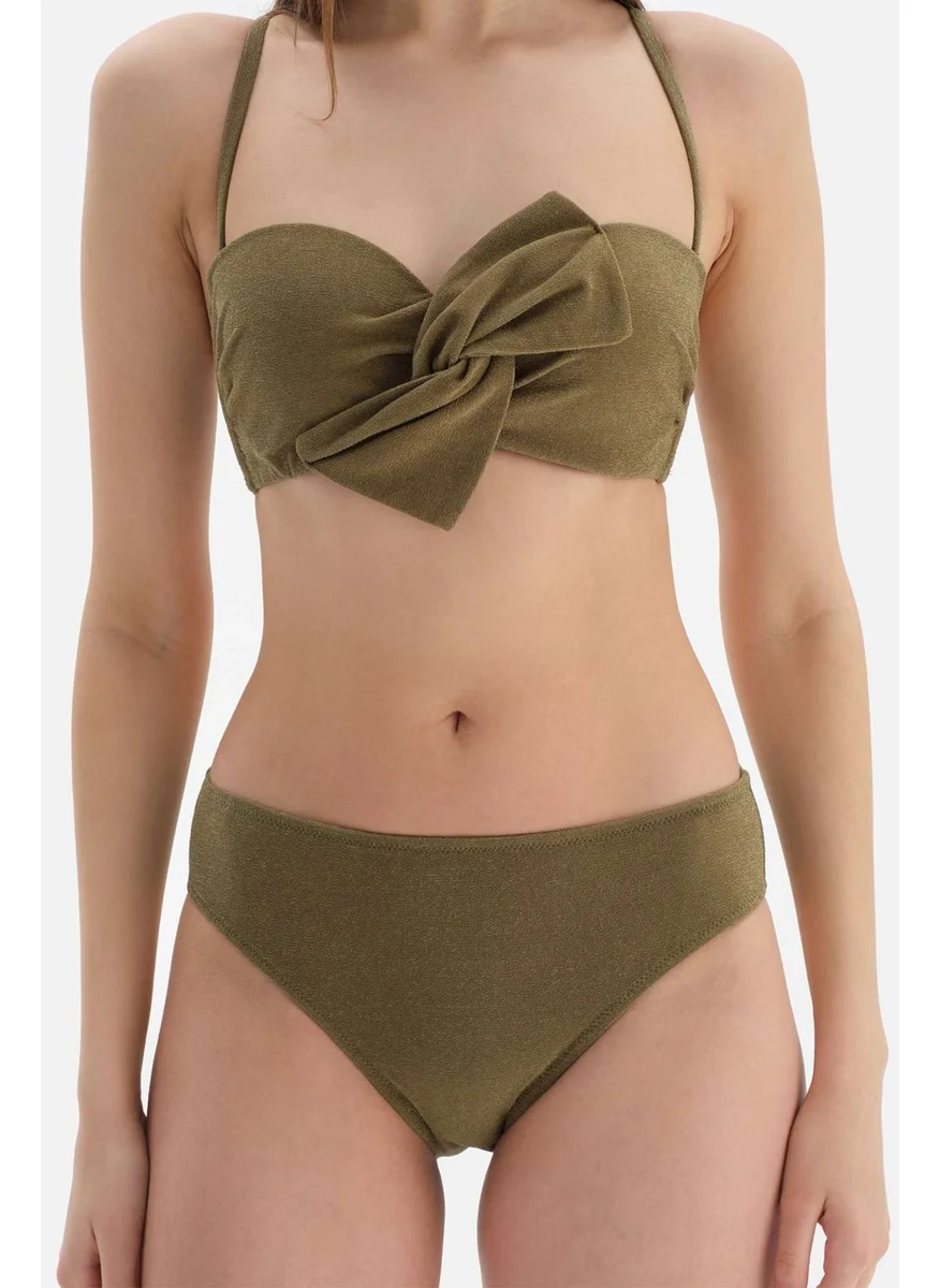 داجي Green Strapless Covered Bikini Top